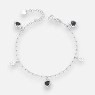 Pulsera Tradicional Corazones Estrellas Circones Ónix