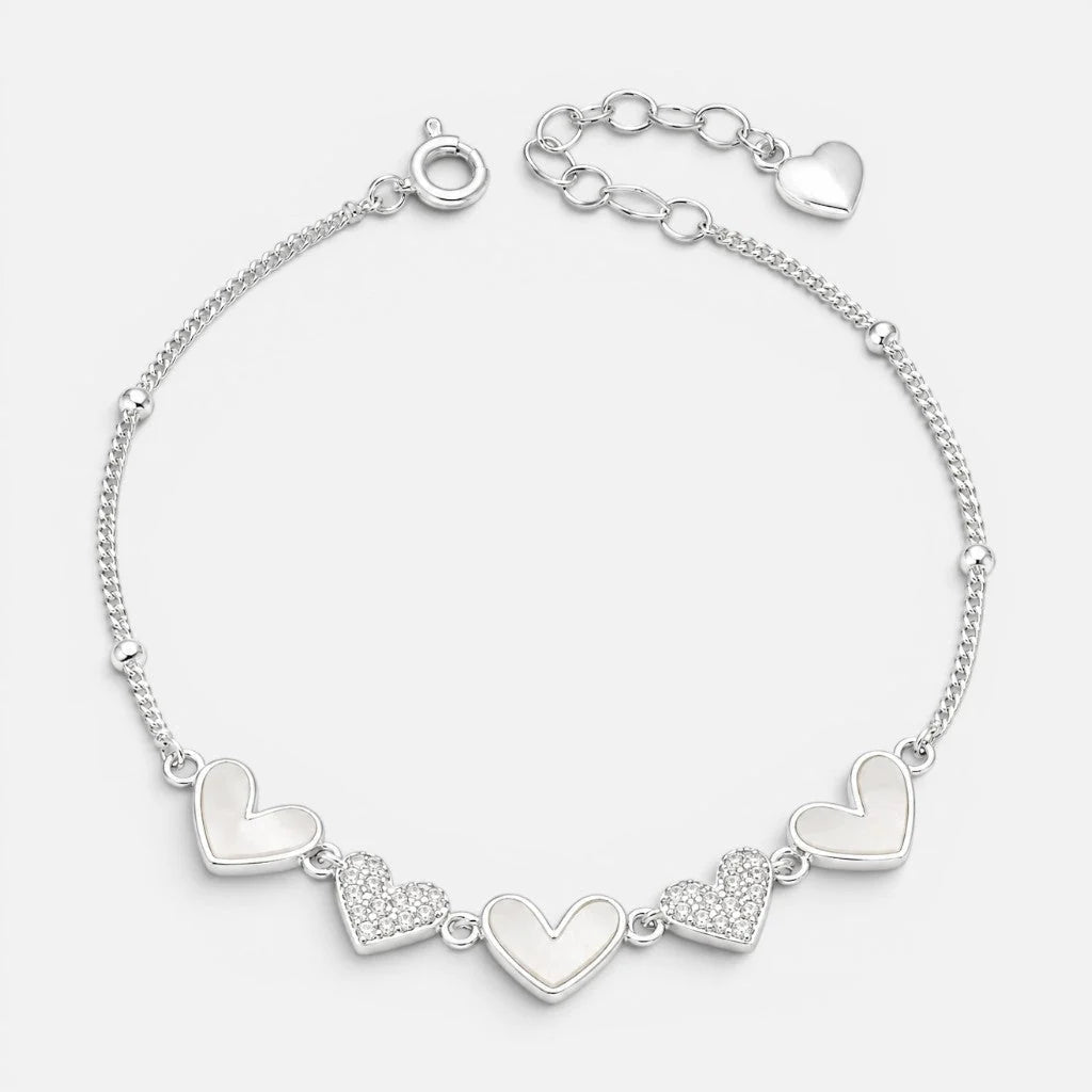 Pulsera Corazones Nacar Circones