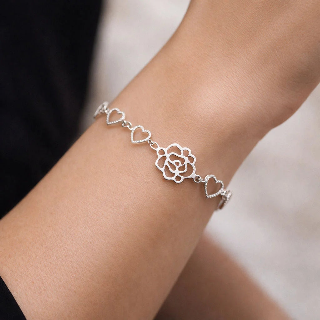 Pulsera Corazones Rosa de Abril
