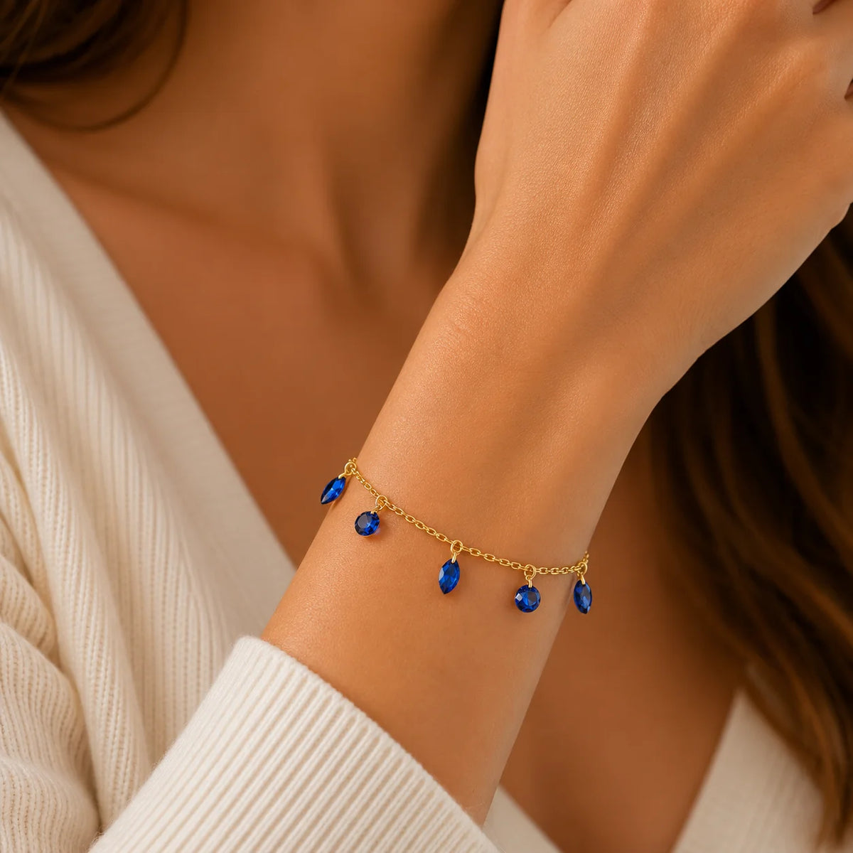 Pulsera Hecho con Cristal Swarovski Azul