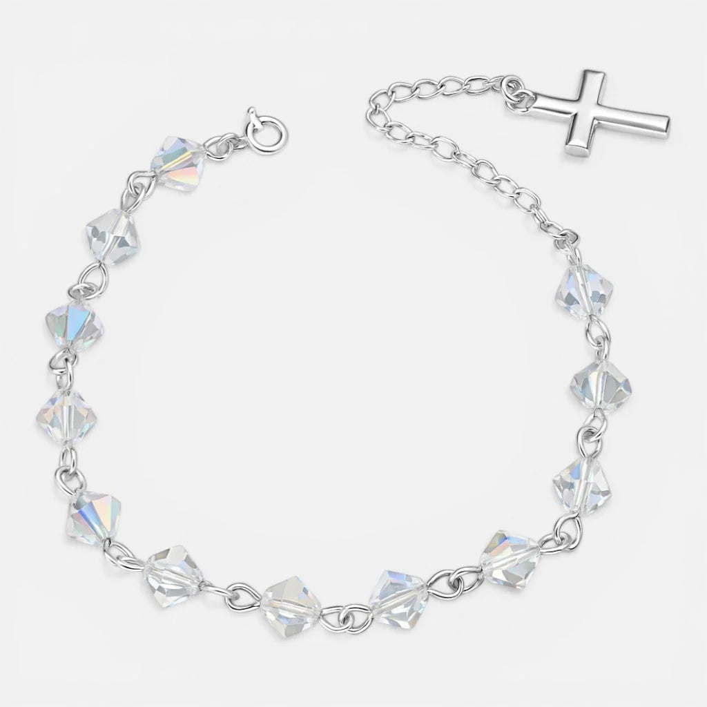 Pulsera Cruz Cristales Hecho con Swarovski Tornasol