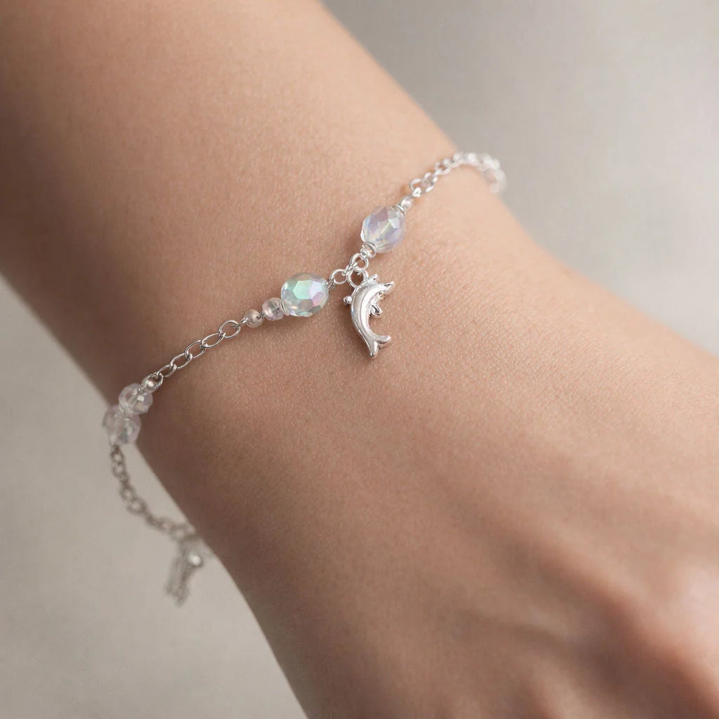Pulsera Delfín Cristales Hecho con Swarovski Tornasol