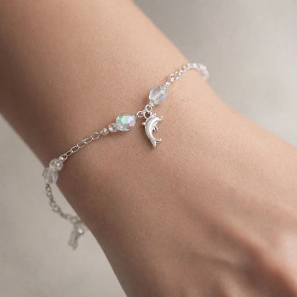 Pulsera Delfín Cristales Hecho con Swarovski Tornasol