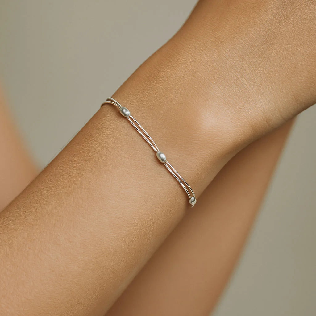 Pulsera Doble Cola de Topo con Óvalos