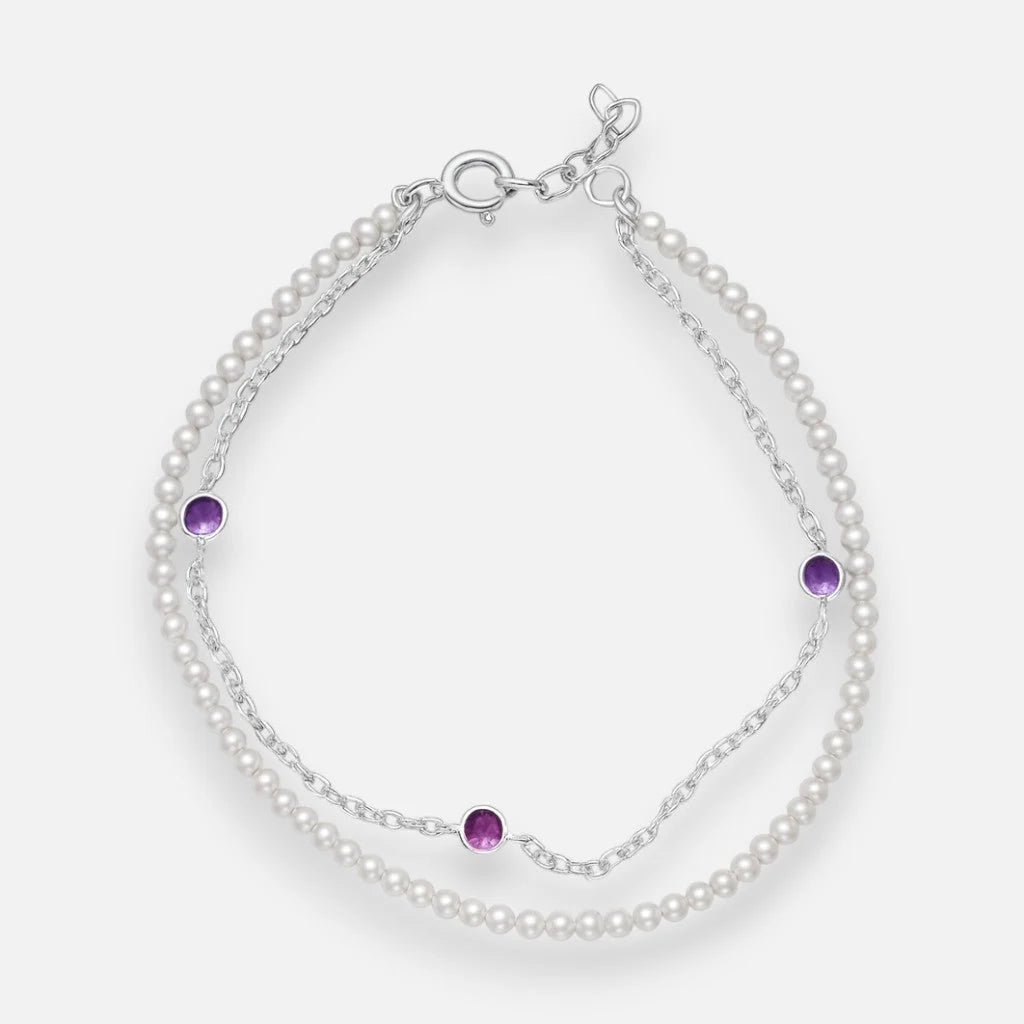 Pulsera Doble Perlas Circones Amatista