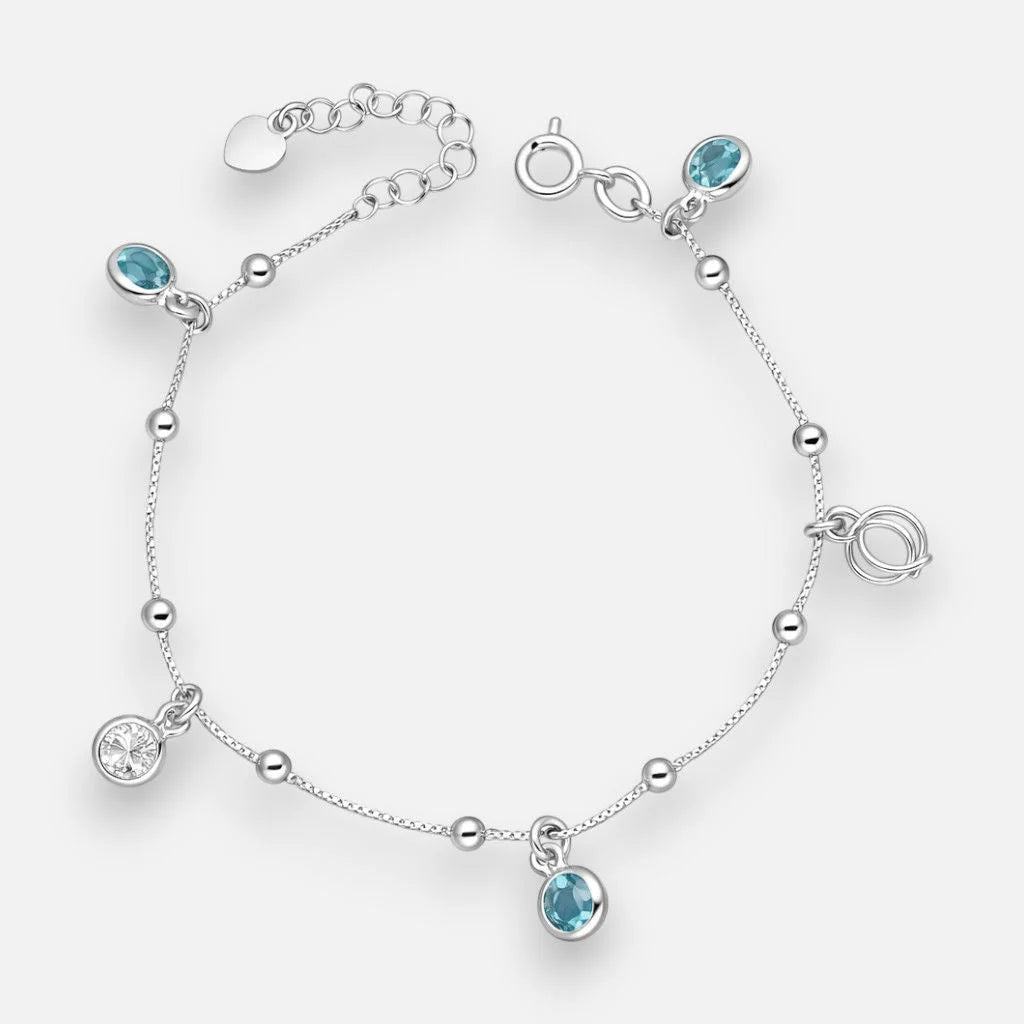 Pulsera Esferas Circones Agua Marina