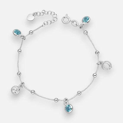 Pulsera Esferas Circones Agua Marina