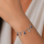 Pulsera Esferas Corazones Circones Zafiro