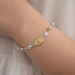 Pulsera Esferas Facetada Virgen de los Rayos Milagrosa en oro