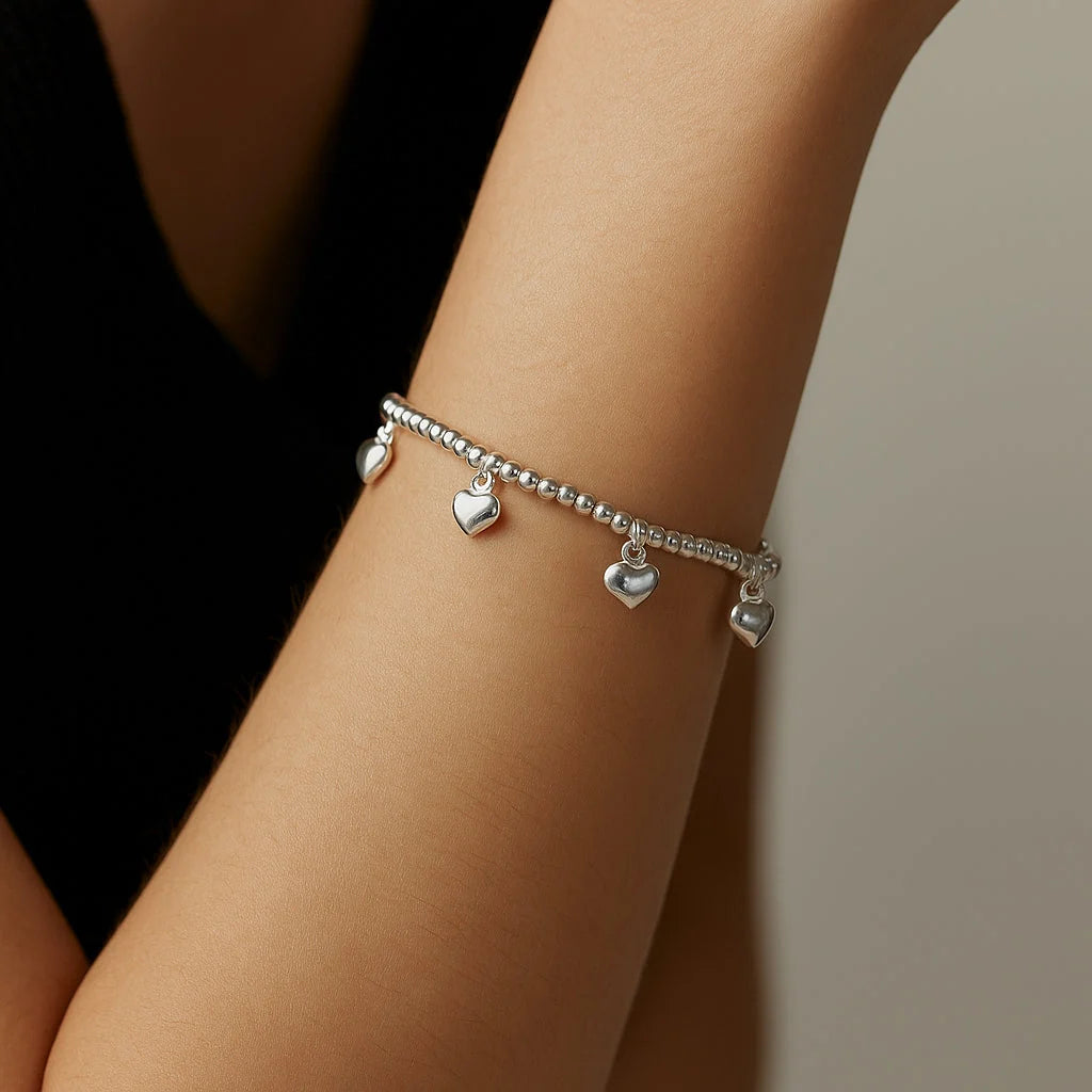 Pulsera Esferas y Corazones