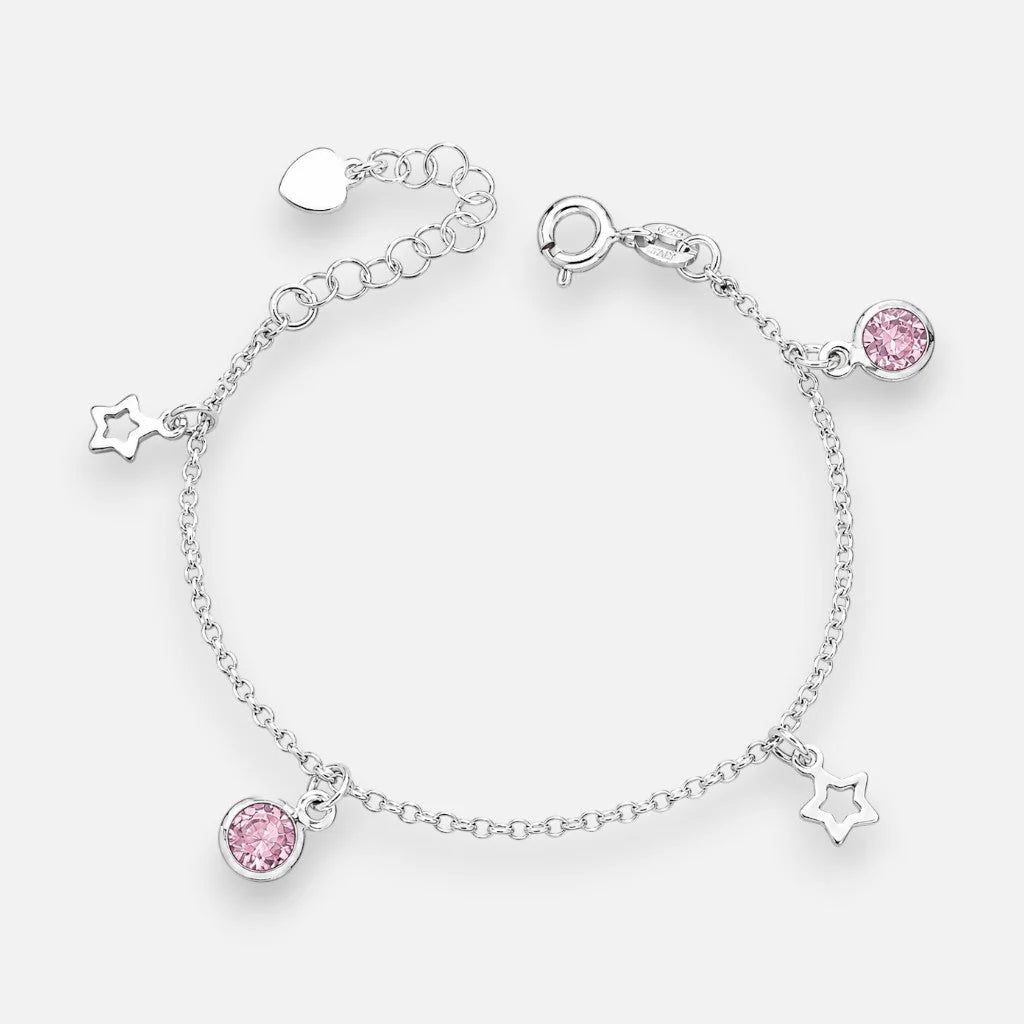 Pulsera Estrellas Circones Rosa Francia 17 cm