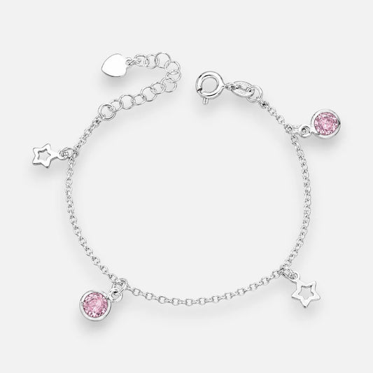 Pulsera Estrellas Circones Rosa Francia 17 cm