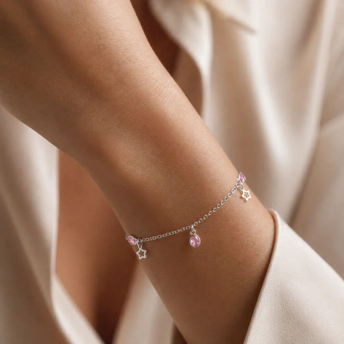 Pulsera Estrellas Circones Rosa Francia