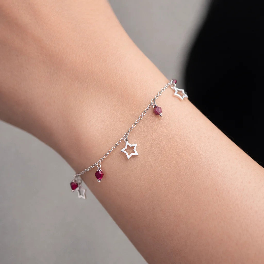 Pulsera Estrellas Cristales Hecho con Swarovski Morado