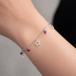 Pulsera Estrellas Cristales Hecho con Swarovski Morado