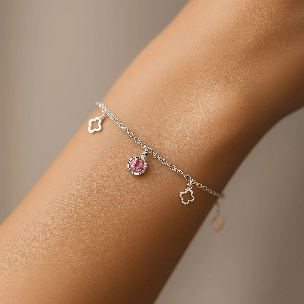 Pulsera Flores Circones Rosa Francia 17 cm