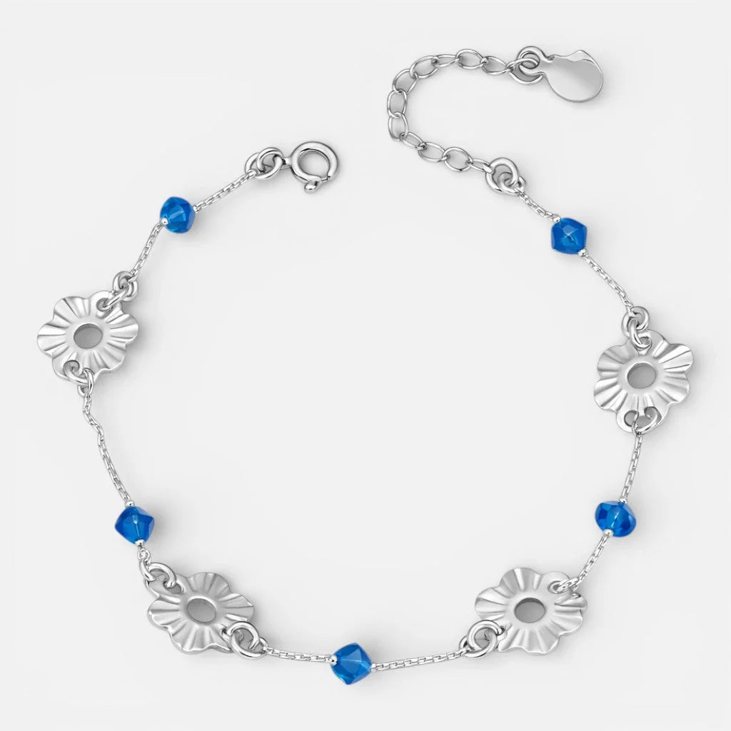 Pulsera Flores Cristales Azules