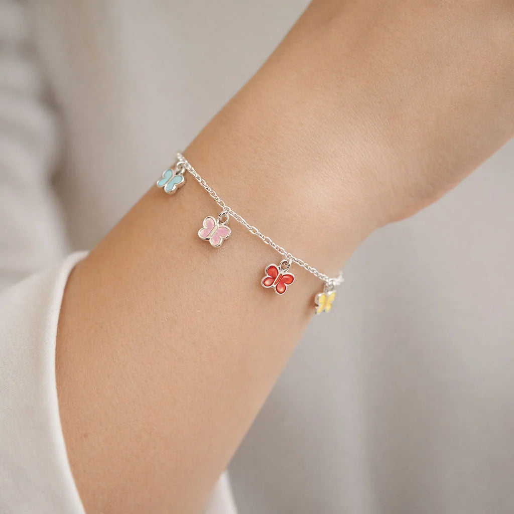 Pulsera Mariposas Esmaltado Multicolor