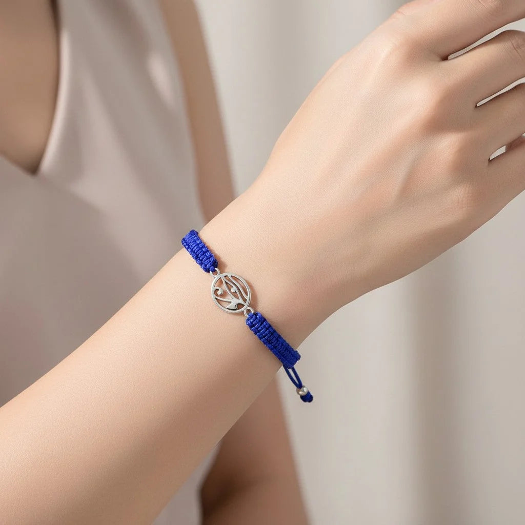 Pulsera Hilo Azul Ajustable Ojo de Horus