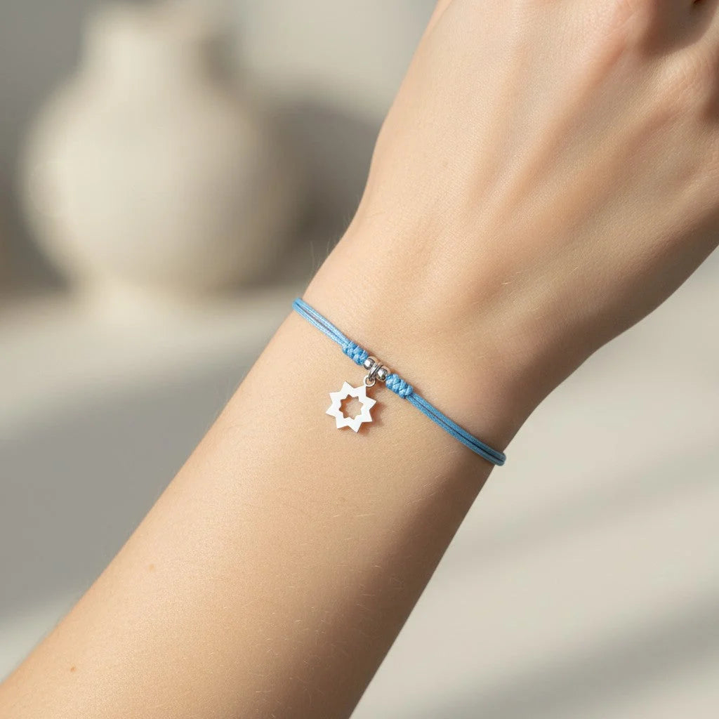 Pulsera Hilo Celeste Ajustable Estrella Solar