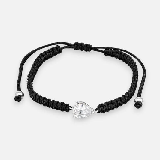 Pulsera Hilo Negro Ajustable Gota Circón