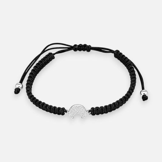 Pulsera Hilo Negro Ajustable Media Luna Circones