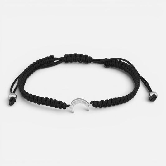 Pulsera Hilo Negro Ajustable Media Luna Circones