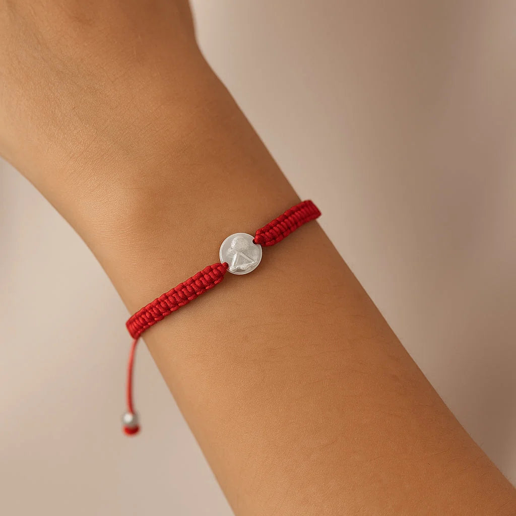 Pulsera Hilo Rojo Ajustable Ángel de la Guarda