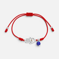 Pulsera Hilo Rojo Ajustable Mano de Fátima Circón Ojo Turco