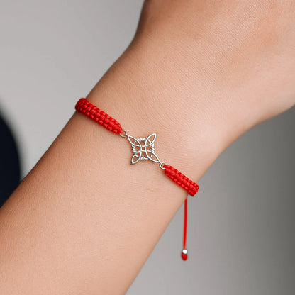 Pulsera Hilo Rojo Ajustable Nudo de Brujas
