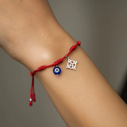 Pulsera Hilo Rojo Ajustable Ojo Turco Nudo de Brujas