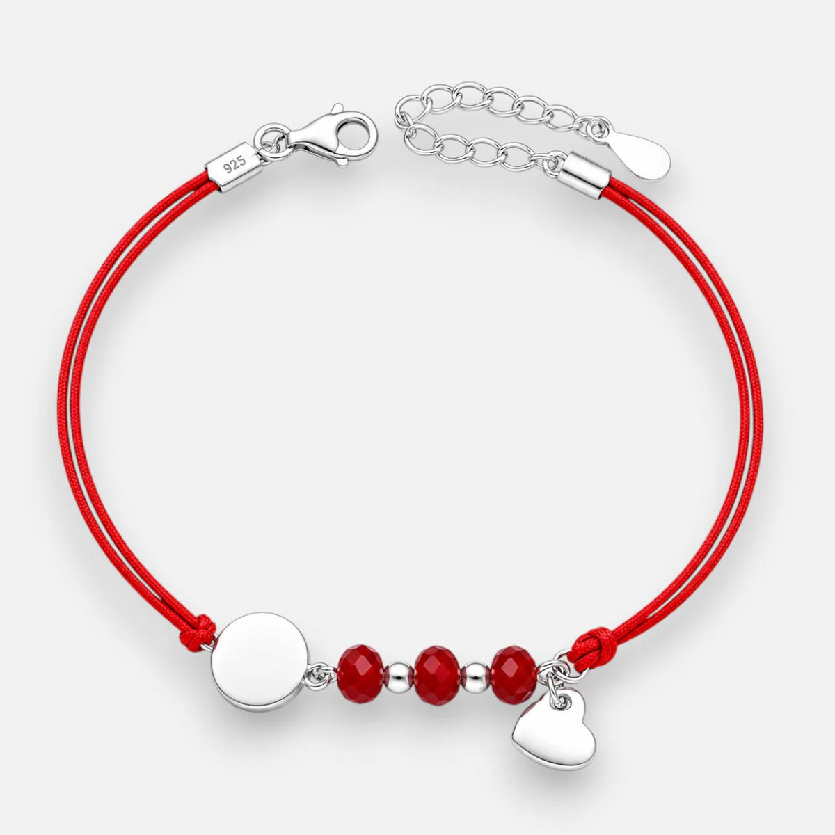 Pulsera Hilo Rojo Círculo Corazón Cristales