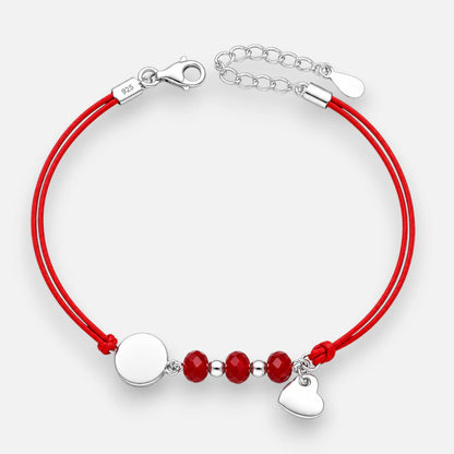 Pulsera Hilo Rojo Círculo Corazón Cristales