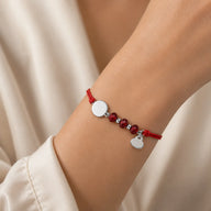 Pulsera Hilo Rojo Círculo Corazón Cristales