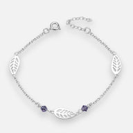 Pulsera Hojas Cristales Hecho con Swarovski Morado