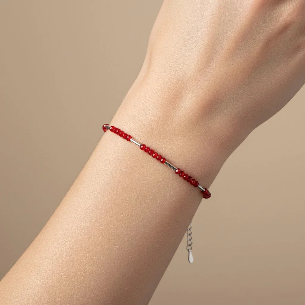 Pulsera Palitos Cristales Rojo