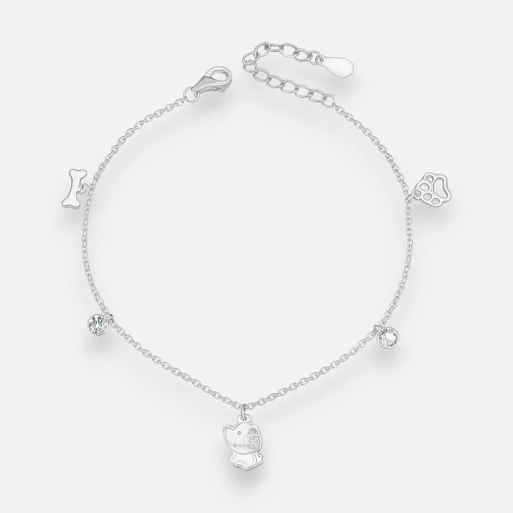 Pulsera Patita Huesito Perrito Cristales Hechos con Swarovski