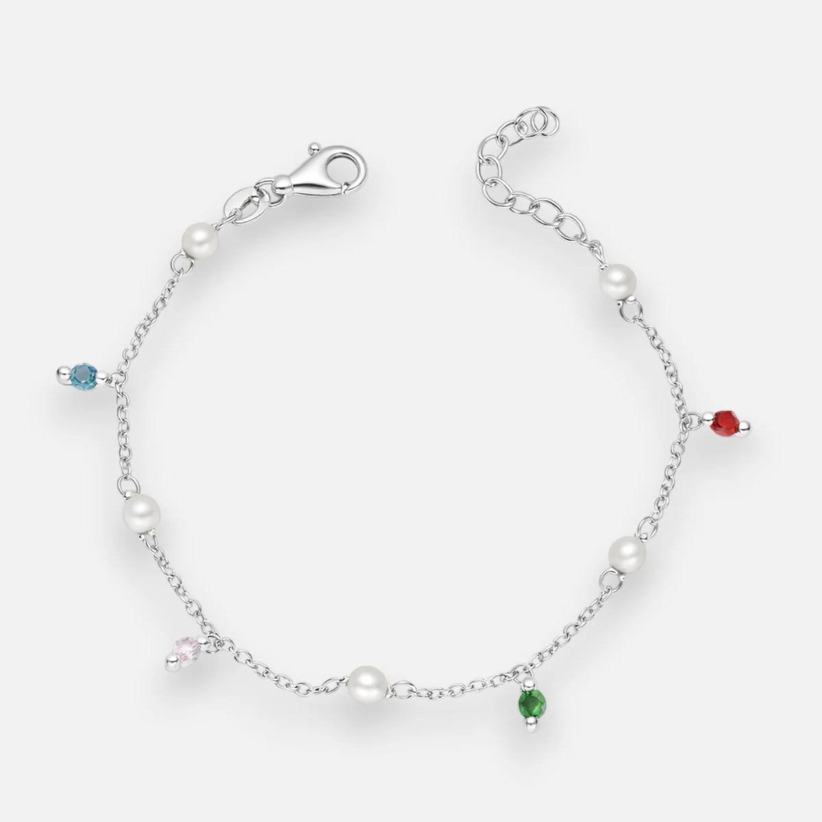 Pulsera Perlas Cristales Multicolor 17 cm