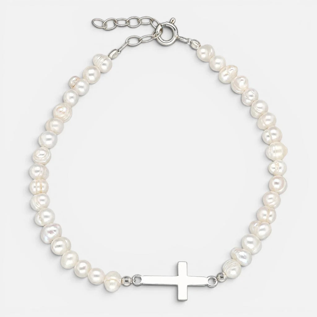 Pulsera Perlas Cruz