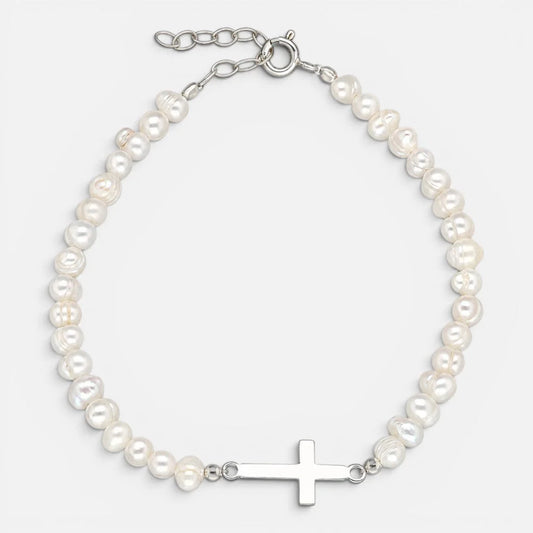 Pulsera Perlas Cruz
