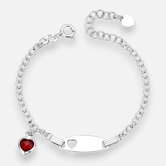 Pulsera Piocha Corazón Circón Rubí 17 cm