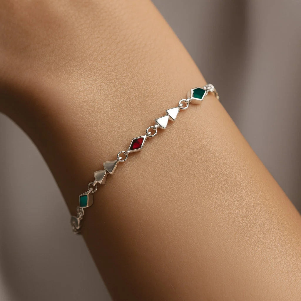 Pulsera Rombo Piedras Naturales Multicolor