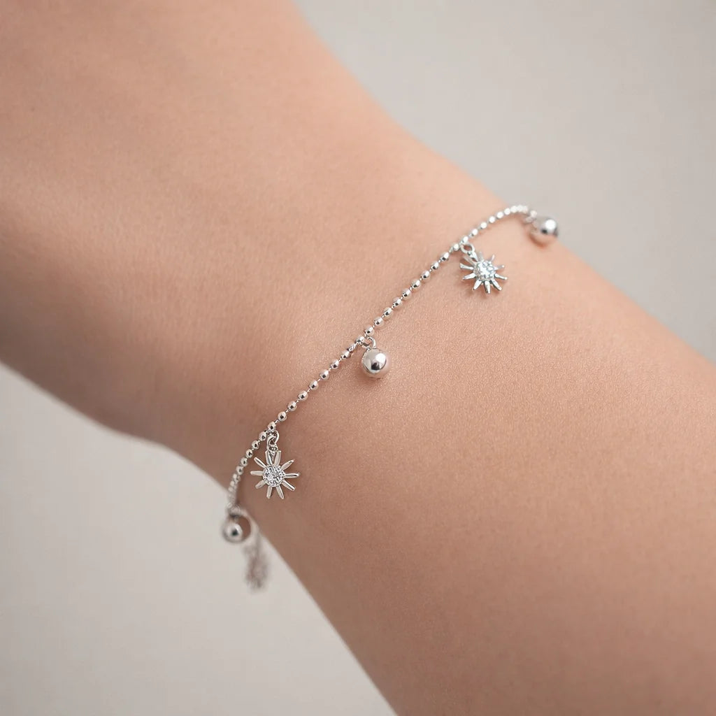 Pulsera Esferas Flor Circones