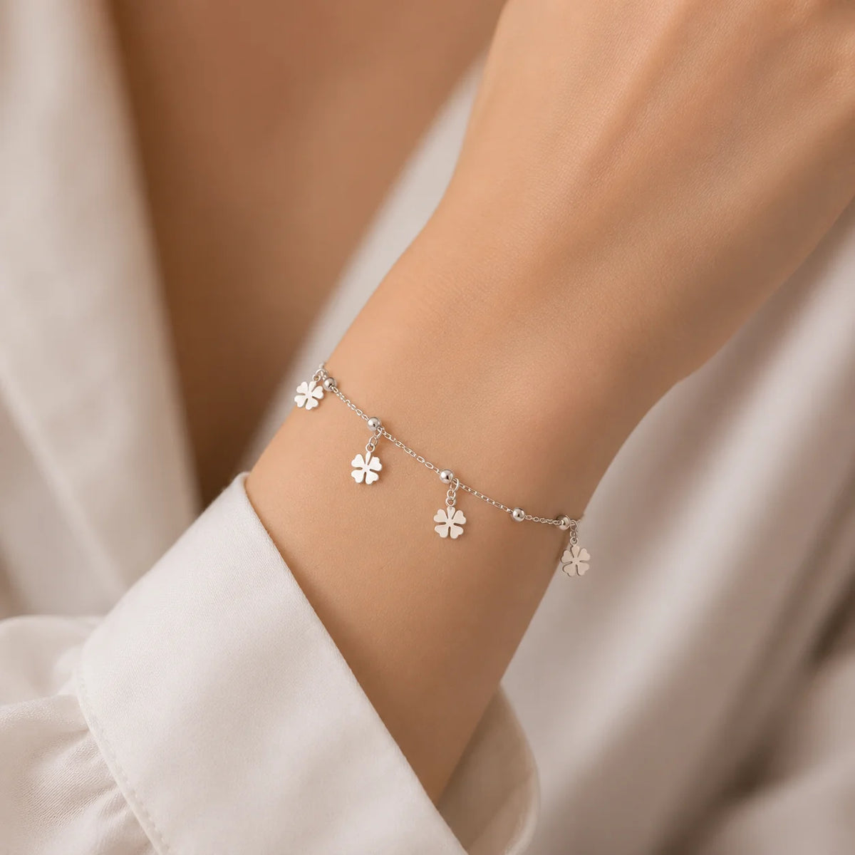 Pulsera Trébol 4 Hojas Esferas