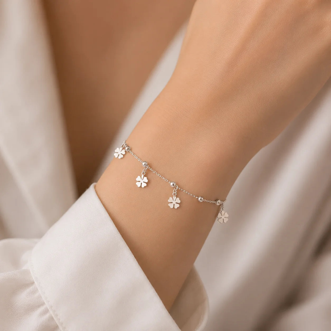Pulsera Trébol 4 Hojas Esferas