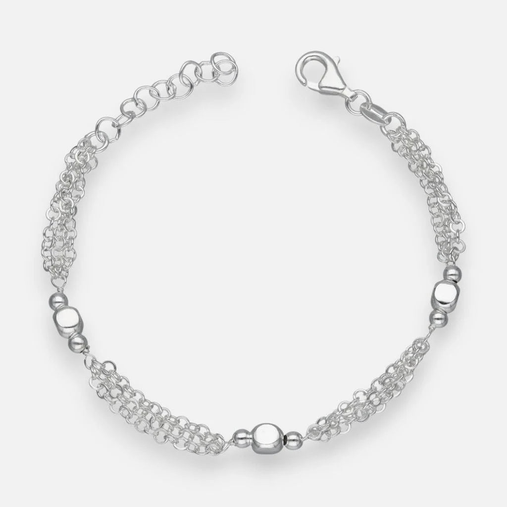 Pulsera Triple Esferas Cubos