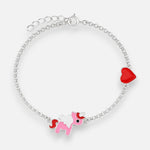 Pulsera Unicornio Corazón Esmaltado 15 cm
