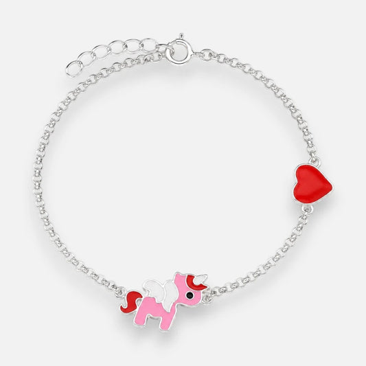 Pulsera Unicornio Corazón Esmaltado 15 cm