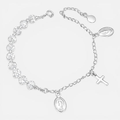 Pulsera Virgen de Guadalupe Cruz Cristales Tornasol