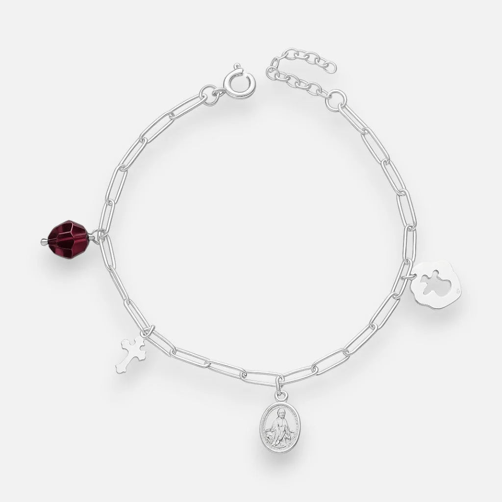 Pulsera Virgen de los Rayos Milagrosa Cristal Hecho con Swarovski Morado